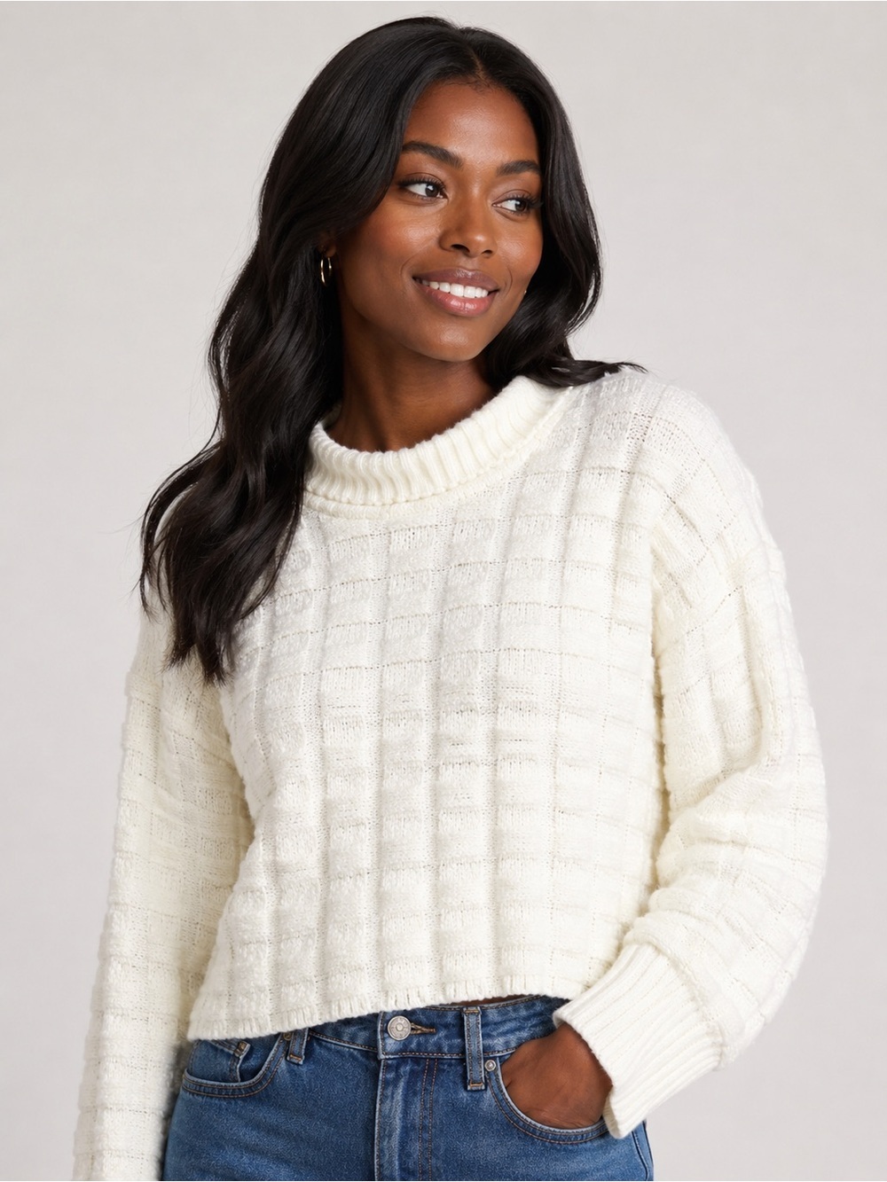 We the Free Sweater Size S/P Ivory Free People Care Soul Searcher Mock Neck